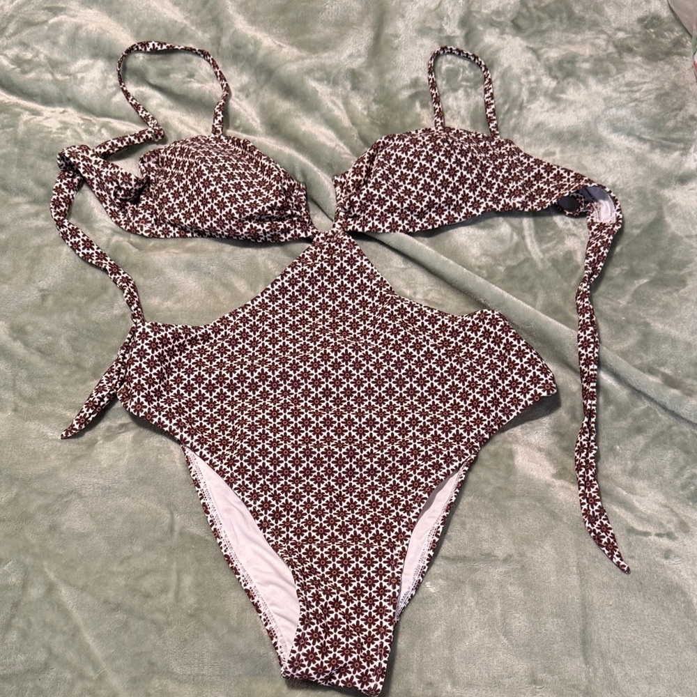 Women’s Brown Patterned One-Piece Monokini